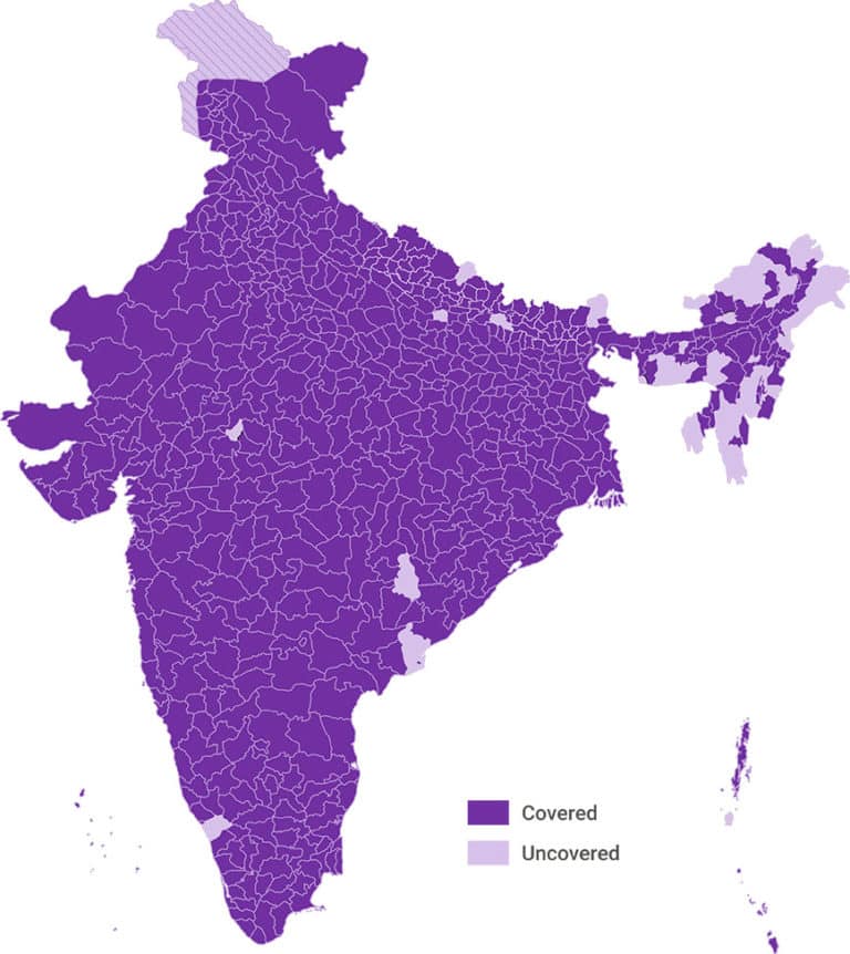 FIA coverage map of India and Nepal