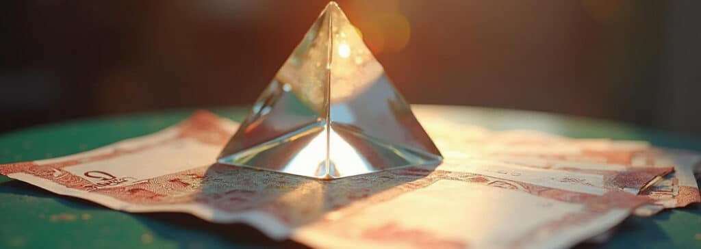 A prism on top of an Indian rupee